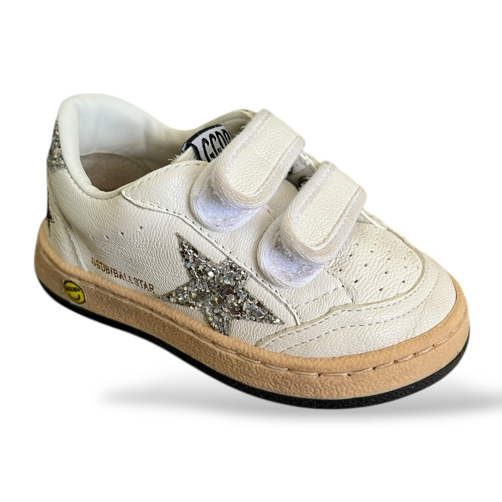 Golden Goose White/Silver Kids' Ball Star Sneaker, Size 22